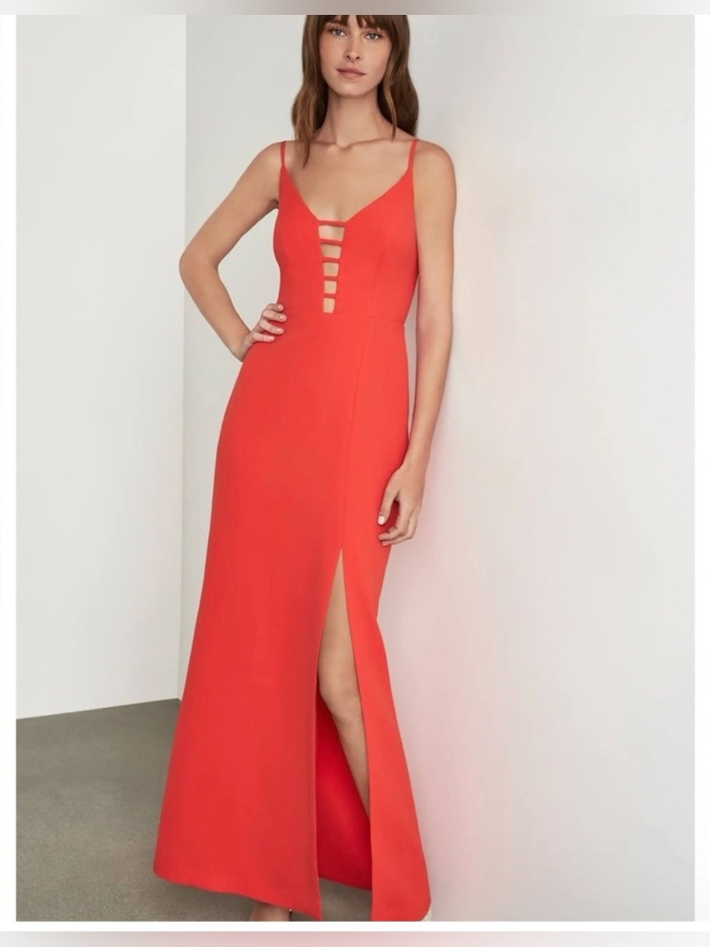 BCBGMAXAZRIA Orange Tangelo Caged Cutout Gown/Dress | Size 6